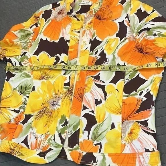 Coldwater Creek Women's Floral Orange Yellow Jacket Size L - Picture 3 of 10